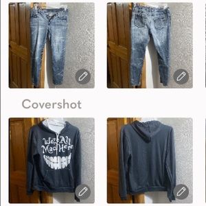 Hang Ten Jeans sz 9 & We’re all mad here sweatshirt M